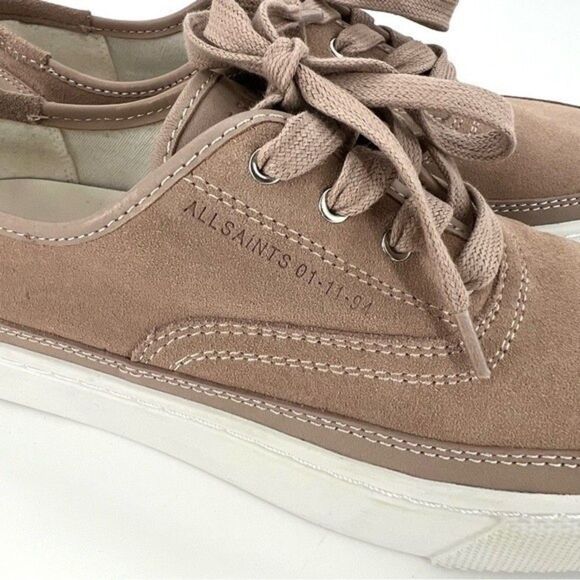 NEW AllSaints Bella Suede Low Top Sneakers Dirty Pink Size 8/38 NEW - Picture 8 of 15